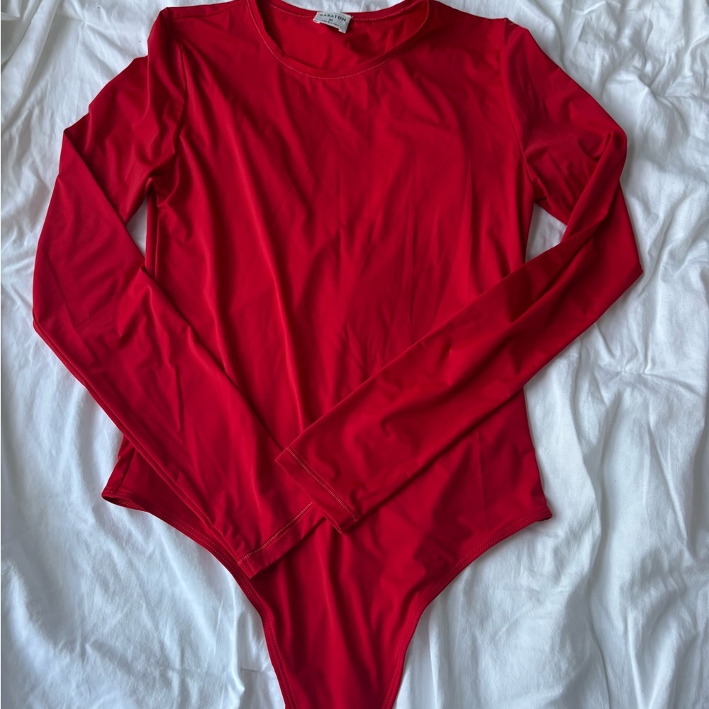 Babaton Red Long Sleeve Bodysuit